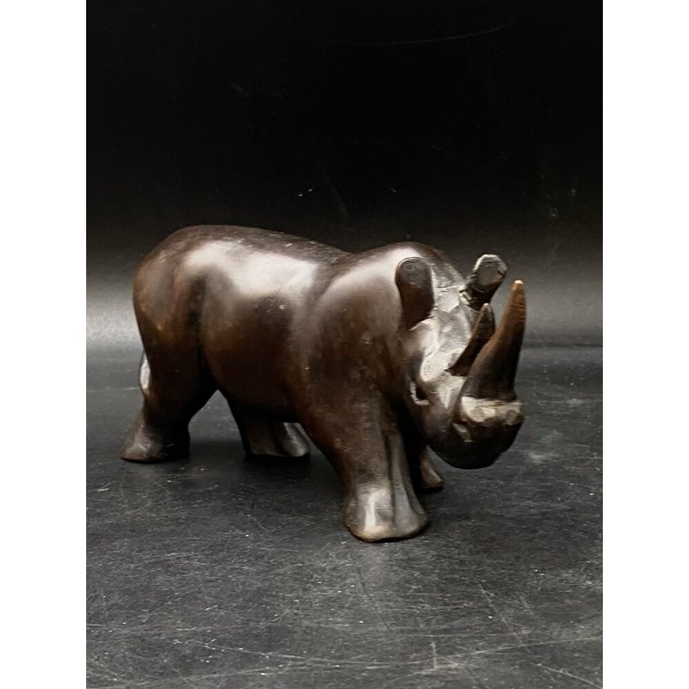 Rhinoceros African Safari Animal Rhino 6” Long Decor Smooth Carved Wood